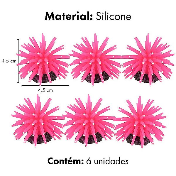 ENFEITE DE SILICONE SOMA ANEMONA SHORT ROSA  4,5 CM (6 UN)