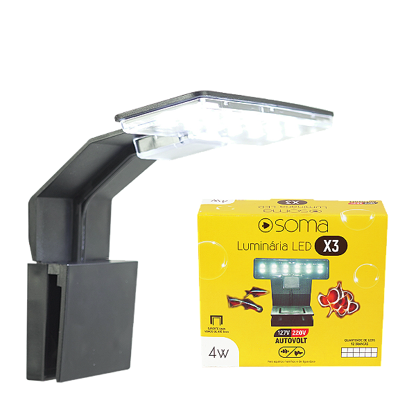 LUMINARIA LED SOMA X3 PRETA(4W) LED BRANCO AUTOVOLT