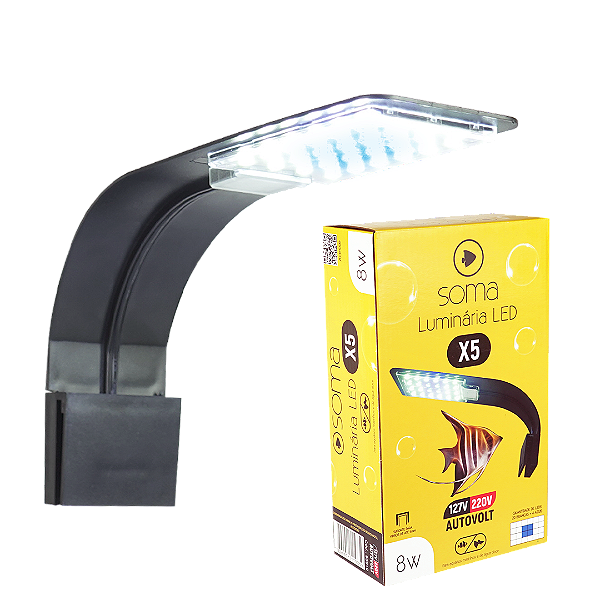 LUMINARIA LED SOMA X 5 PRETA (8W) LED BRANCO/AZUL AUTOVOLT