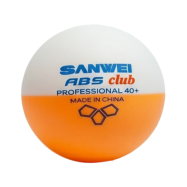 Bola de Tênis de Mesa SANWEI - ABS Club - Branco/Laranja - Embalagem com 100 Bolas