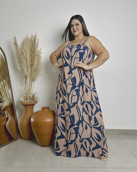 Vestido Com Alça Regulável E Decote Franzido - Slim e Plus Size