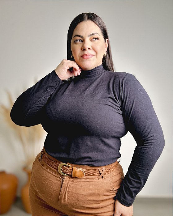Blusa Segunda Pele Gola Alta - Slim e Plus Size