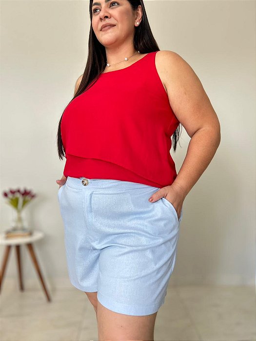 Shorts Estilo Alfaiataria Com Bolsos - Slim e Plus Size