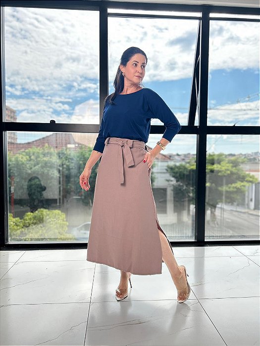 Blusa Manga Morcego, Com Punho nas Mangas E Decote - Slim Size