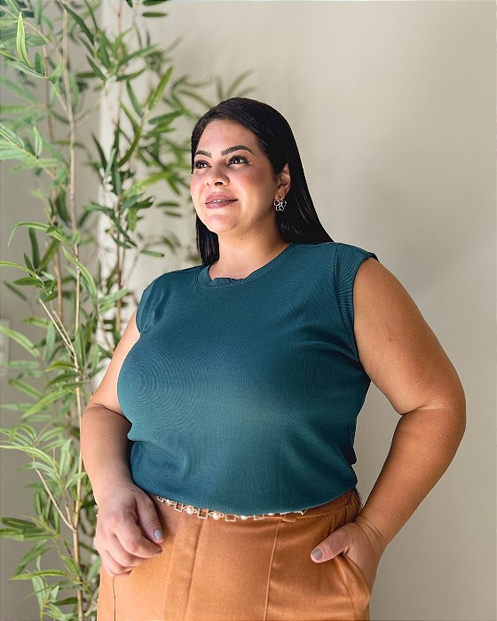 Blusa Cavada ,Com Recortes Nos Ombros E Cavas-Plus Size