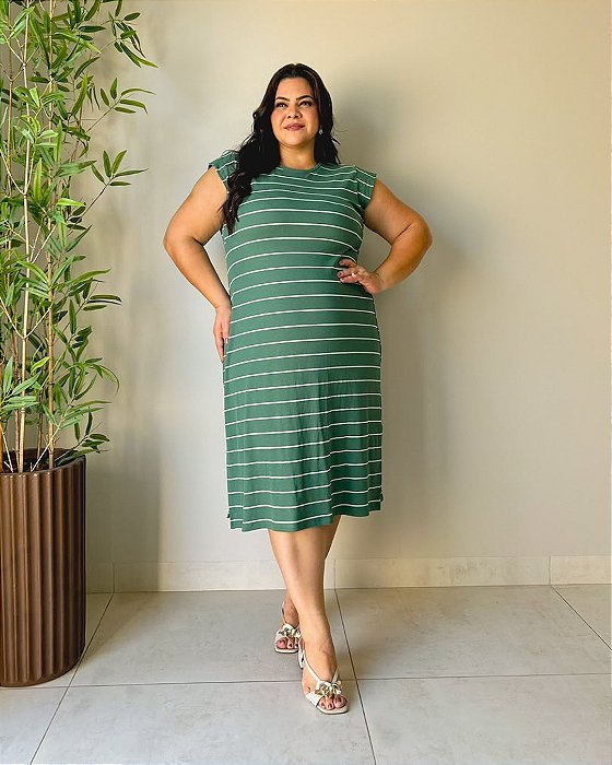 Vestido Muscle Tee, Com Fendas Laterais- Plus Size