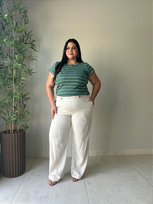 Blusa Gola Redonda Manga Dupla -Plus Size