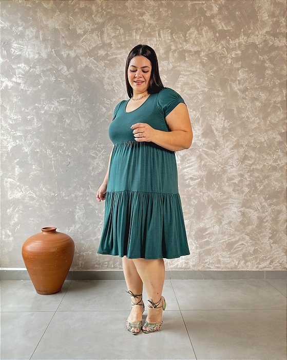 Vestido C/ Manga Princesa Curto E Saia Duas Marias -  Plus Size
