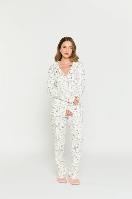 Pijama Camisaria Manga Longa Camping