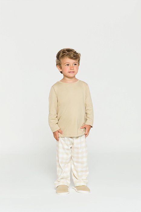 Pijama Infantil Xadrez Areia