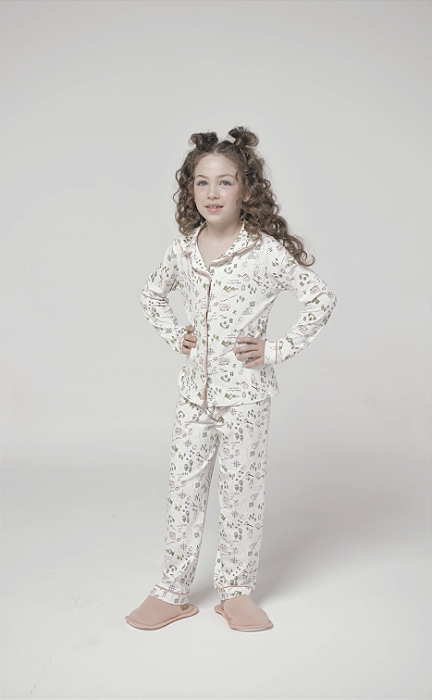 Pijama Camisaria Manga Longa Camping Infantil