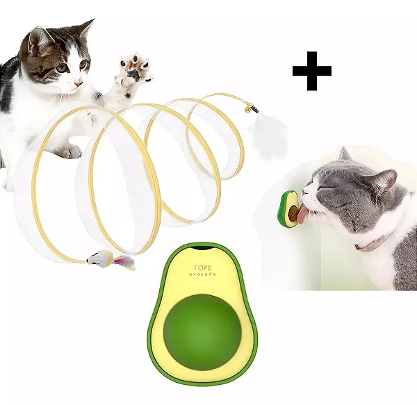 Kit Um Abacate Catnip + 1 Tunel Mola Maluca.