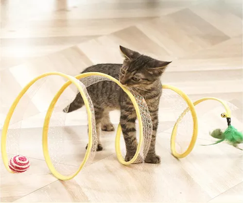 Brinquedo Túnel Dobrável Mola Flexivel Para Gato
