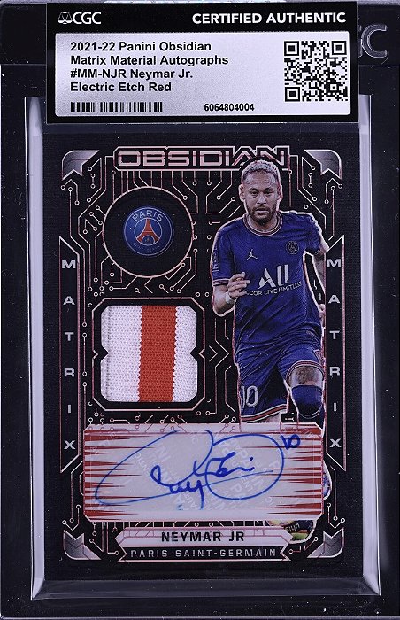 Neymar Jr. 4/4 Autógrafo e Memorabília - 2021-22 Panini Obsidian Soccer