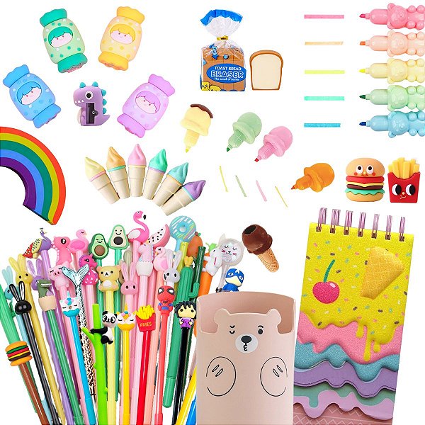 iMimo Shop - Kit Papelaria Fofa Kawaii 15 Pçs - Desconto no Preço