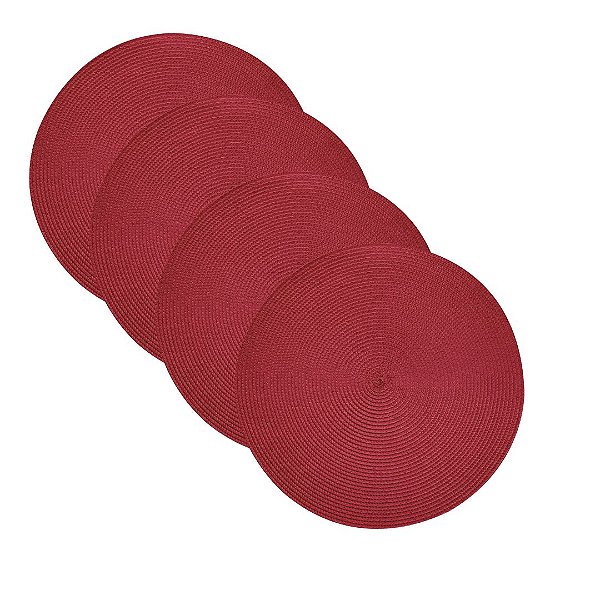 Kit com 04 Lugar Americano Redondo Fresno Espiral Cereja 38cm