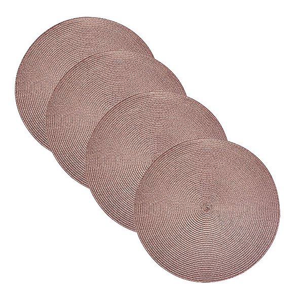 Kit com 04 Lugar Americano Redondo Fresno Espiral Taupe 38cm