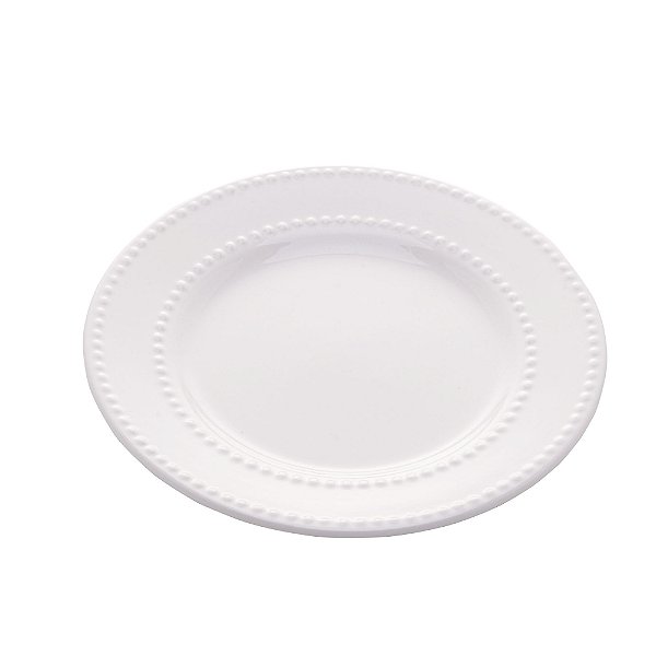 Conjunto 6 Pratos Rasos de Porcelana New Bone Pearl Branco 27cm - Lyor