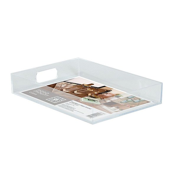 Bandeja c/ Alças em Acrílico 35x26x6cm Cristal