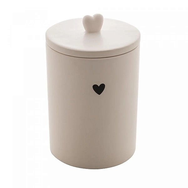 Potiche de Cerâmica Heart Branco 10x10x15cm