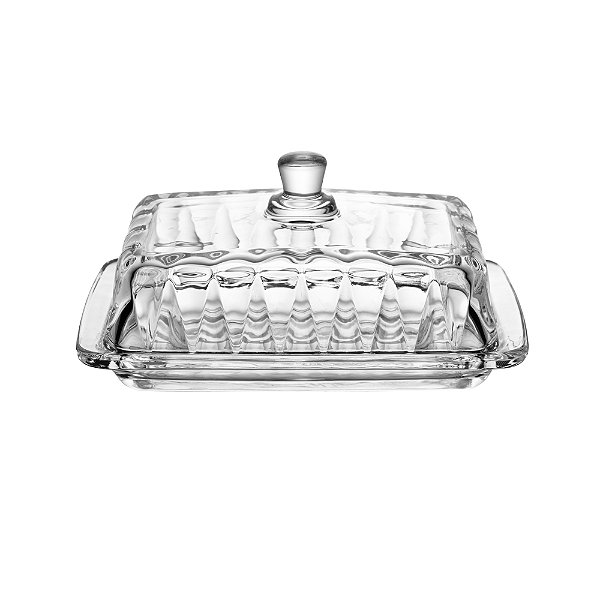 Manteigueira de Cristal com Tampa Radial 18x10,5x8cm - Lyor