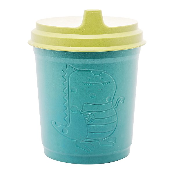 Copo de Bambu e PP com Tampa Baby Dino Verde 450ML - Lyor