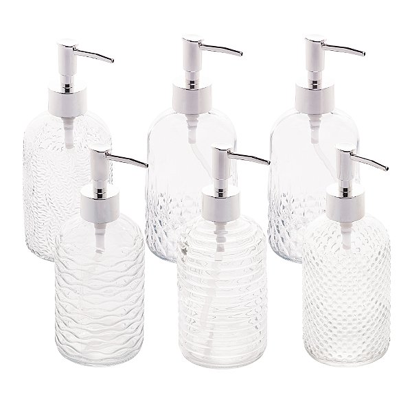 Porta Sabonete Líquido de Vidro Transparente Sortido 380ml - Lyor