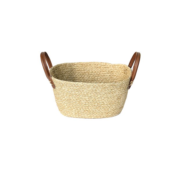 Cesto Organizador Multiuso de Fibra Natural com Alça Mocca 25x16x15cm - Paramount