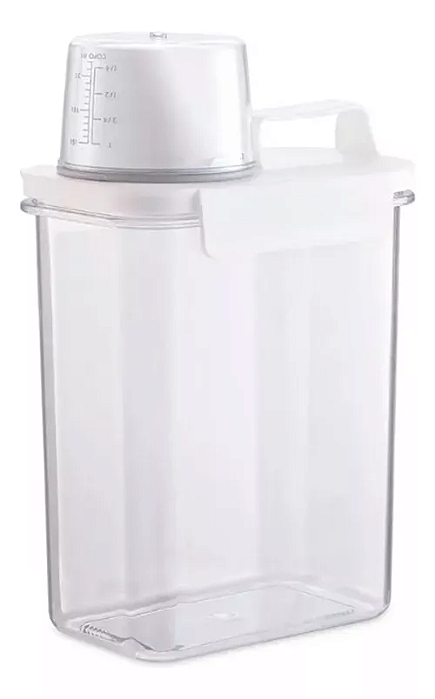 Pote com Copo Medidor e Trava Branco 1.800ml - Oikos