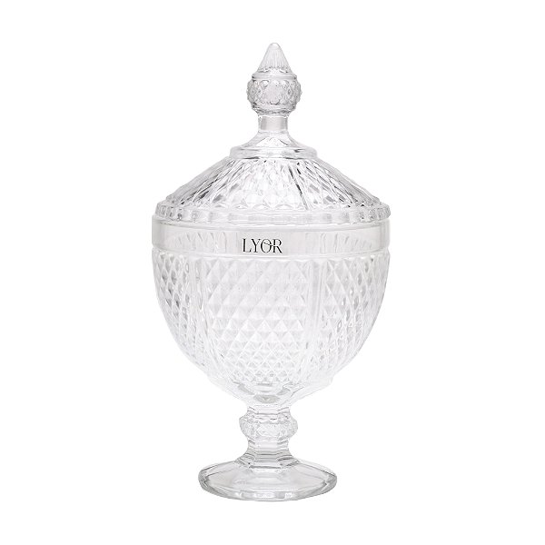 Potiche Decorativo c/ Pé de Cristal Perseu 15x28cm