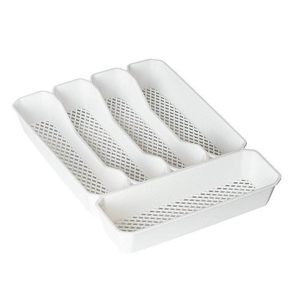Porta Talheres com 5 Divisórias Branco Linea 34x25x5cm - Paramount