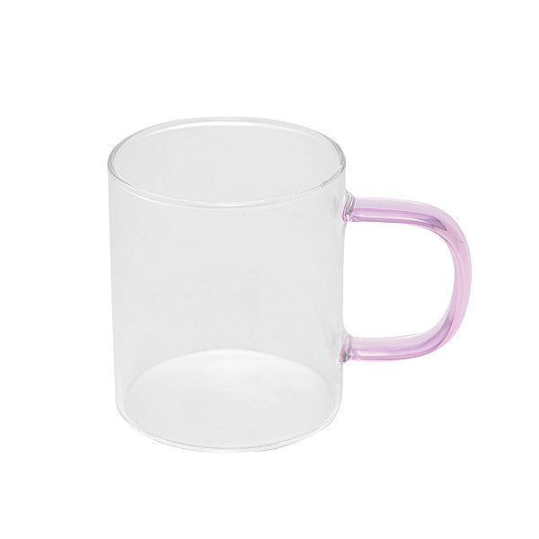 Conjunto 2 Canecas de Vidro Borossilicato com Alça Rosa 200ml - Lyor