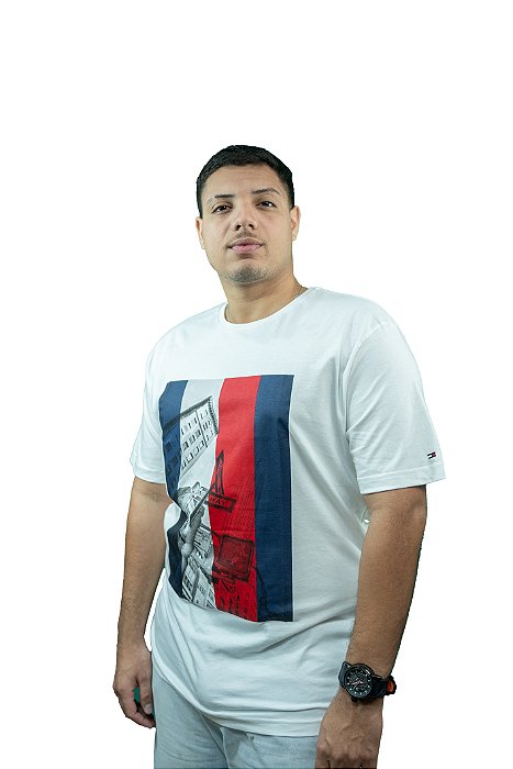Camiseta Tommy Hilfiger com estampa com as cores da França