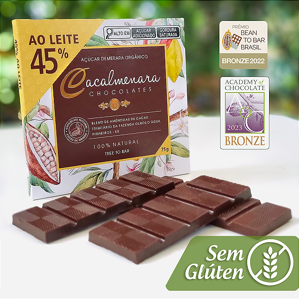 Caixa de Chocolate 45% Cacau ao Leite - 75g