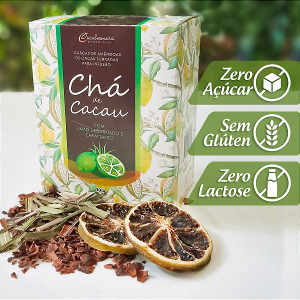 Chá de Cascas de Cacau, Limão e Capim Santo - 100g
