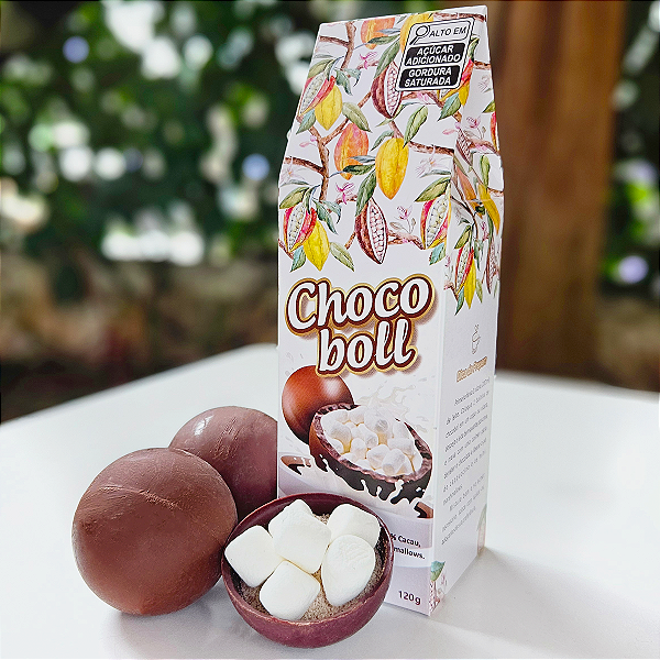 Chocoboll - Bolinhas de Chocolate ao Leite 45% Cacau, com pó de cappuccino e mini marshmallows - 120g