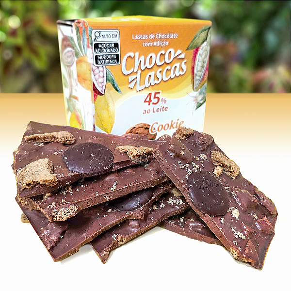 Lascas de Chocolate ao Leite 45% Cacau com Cookies - 200g