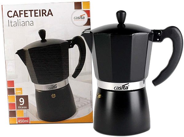 Cafeteira Italiana Preta 9 Xicaras Moka Café Expresso