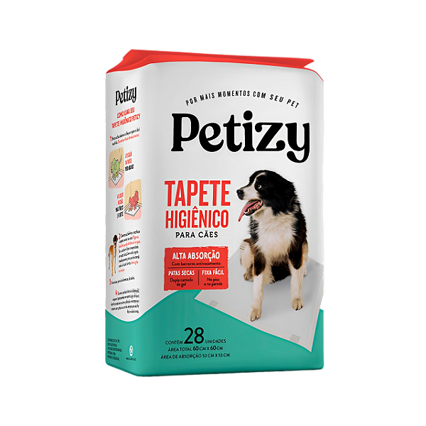 Tapete Higiênico Pet Petizy Cães 60 cm x 60 cm 28 Unidades