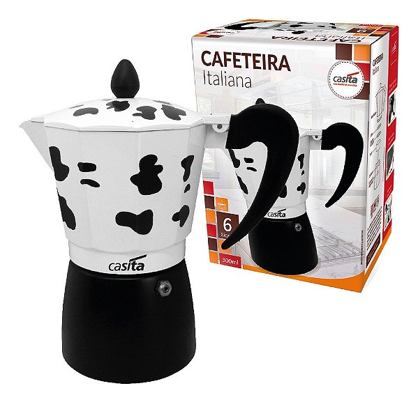 Cafeteira Italiana 6 Xicaras Vaquinha 300ml Aluminio Moka Casita