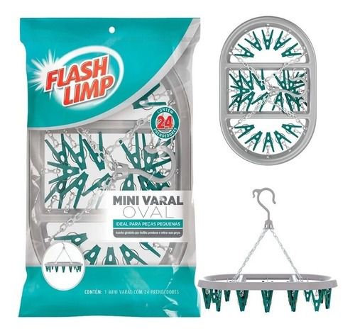 Mini Varal Oval 24 Prendedores Flash Limp