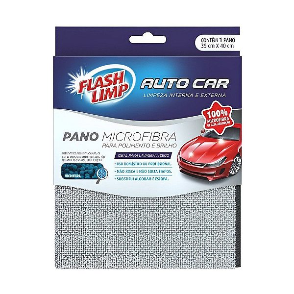 Pano de Microfibra para Polimento e Brilho Flash Limp para Carros Auto Car