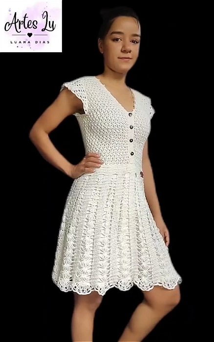 Vestido Crochê Alice Decote V