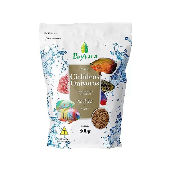 RACAO POYTARA CICLIDEOS ONIVOROS 800G (BAG)