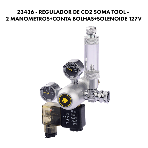 REG DE CO2 SOMA TOOL-2 MANOMETROS+CONTABOLHAS+SOLENOIDE 220V