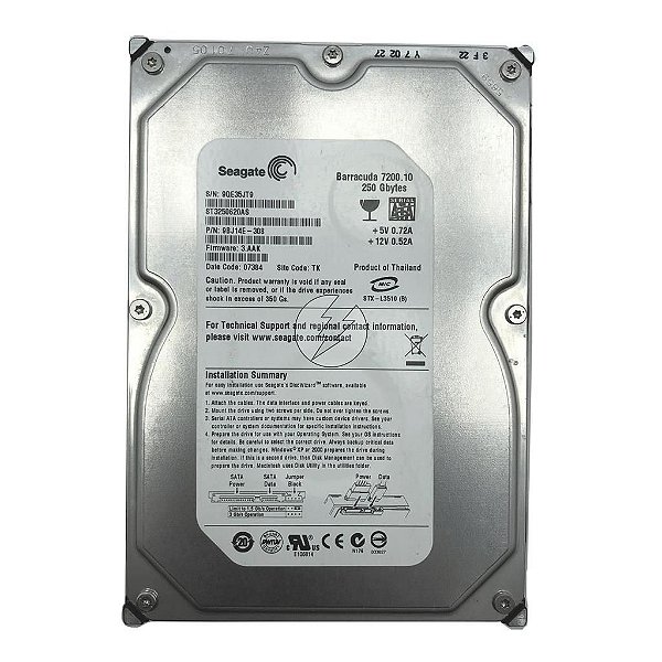 HD Seagate 250GB 3,5" SATA 7,2K: ST3250620AS