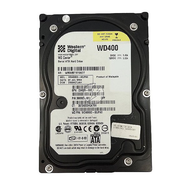 HD WD WD400BD-60JPA0 366992-008: 40GB SATA 3,5"