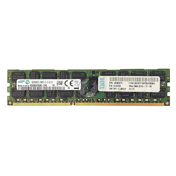 Memória RAM Samsung M393B2G70DB0-CMA 47J0225 46W0670 00D5048: DDR3, 16GB, 2Rx4, 1866R, RDIMM