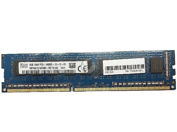 Memória RAM SK hynix HMT451U7AFR8C-RD 733036-581: DDR3, 4GB, 1Rx8, 1866E, ECC UDIMM