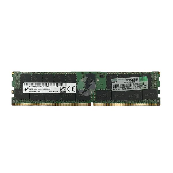 Memória RAM Mícron MTA36ASF4G72PZ-2G3A1 809083-091 819412-001: DDR4, 32GB, 2Rx4, 2400T, RDIMM
